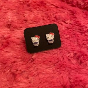 Hello Kitty Stud Earrings ( Blue Outfit )